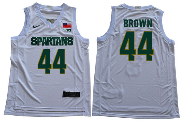 Men Michigan State Spartans #44 Gabe Brown NCAA Nike Authentic White 2019-20 College Stitched Basketball Jersey WK41Q65JA